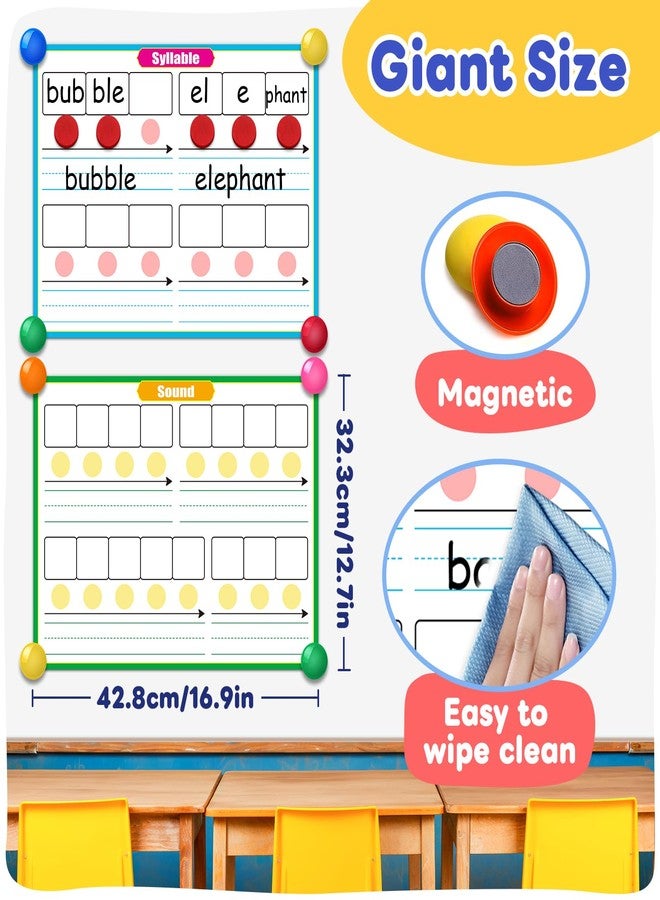 PraxiKidy Giant 16.9" x 12.7" Phonemic Awareness 6 Pack Sound Dry Erase Card,Syllable Speech Therapy Phonics Games,Science Reading Manipulative Preschool Kindergarten Classroom Teacher Supplies - Image 5